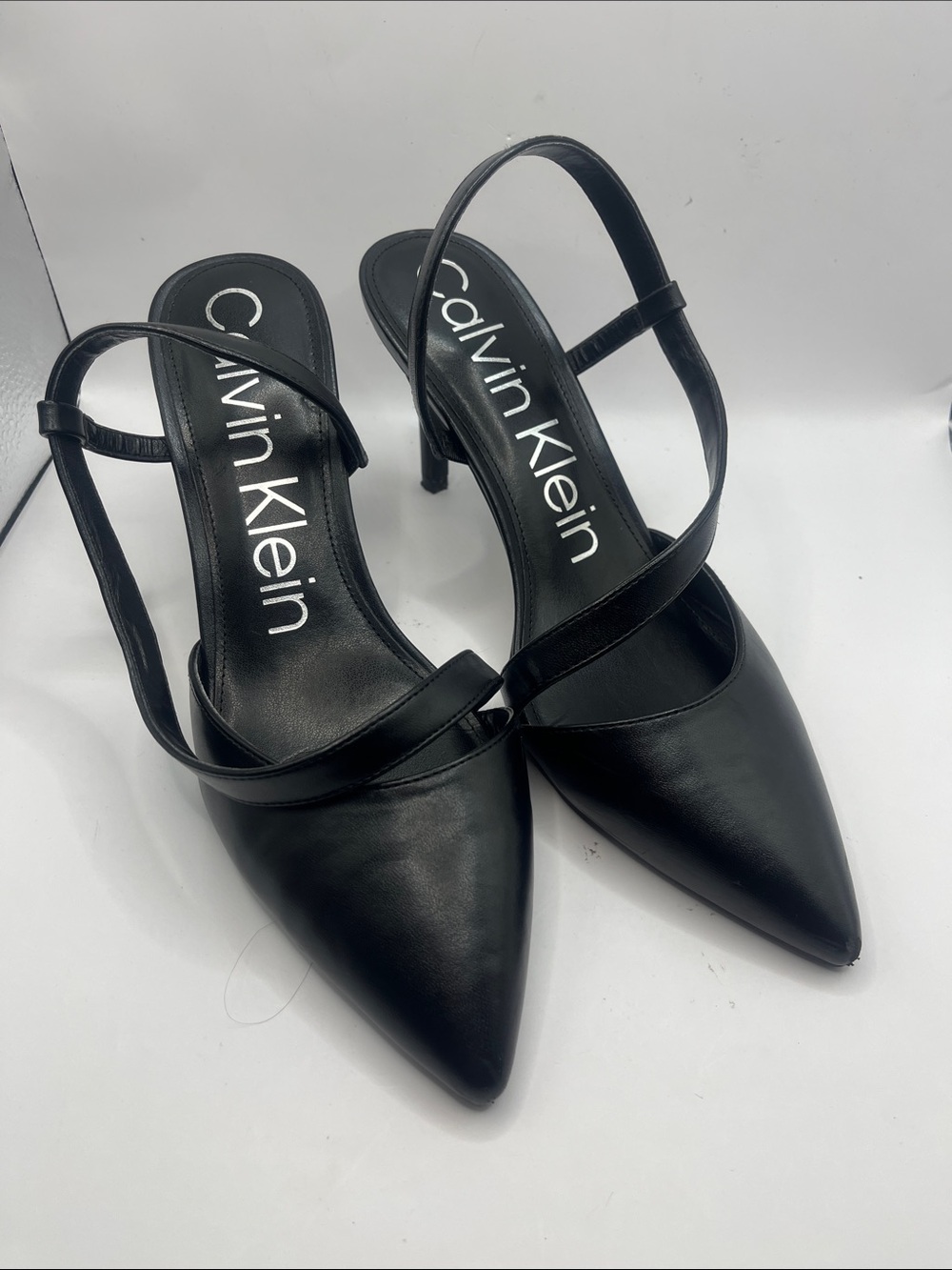 Calvin Klein Black Pointed Slingback Heels